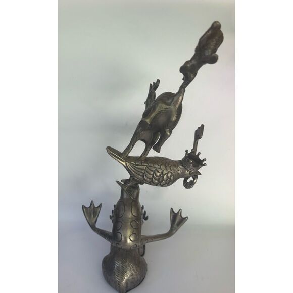 Vintage Avant Guard Whimsical Etched Pewter Animal Sculpture - Picture 4 of 8